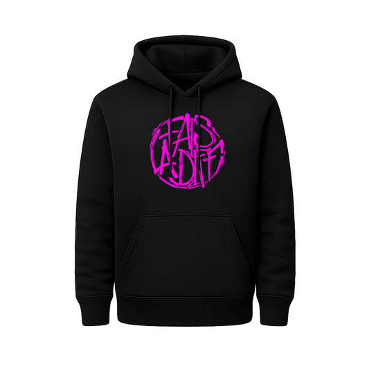 Sweat Capuche noir FLOW rose - FAIS LA DIFF