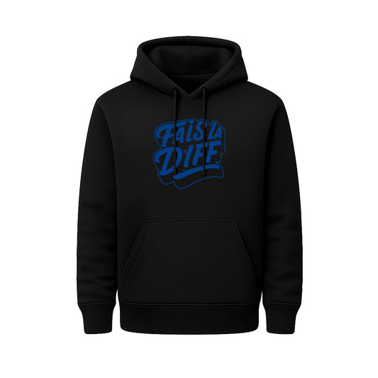 Sweat Capuche noir ORIGINAL bleu - FAIS LA DIFF