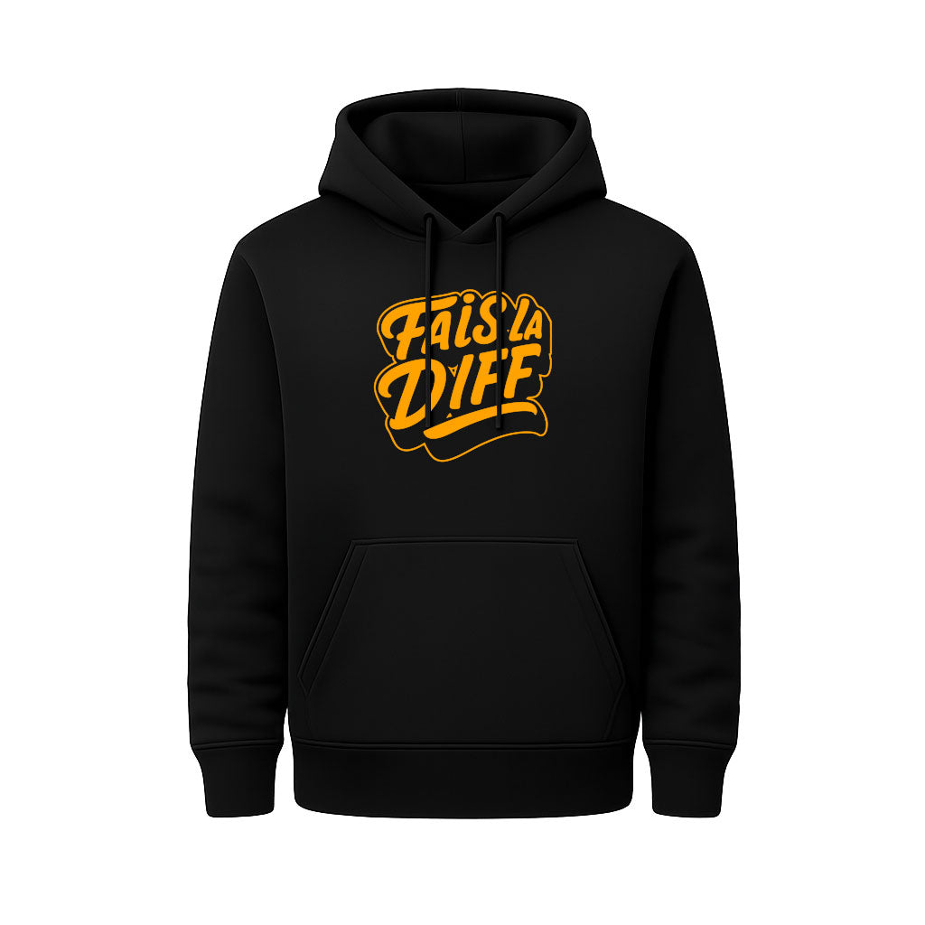 Sweat Capuche noir ORIGINAL orange - FAIS LA DIFF