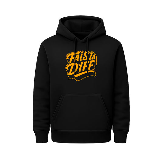 Sweat Capuche noir ORIGINAL orange - FAIS LA DIFF