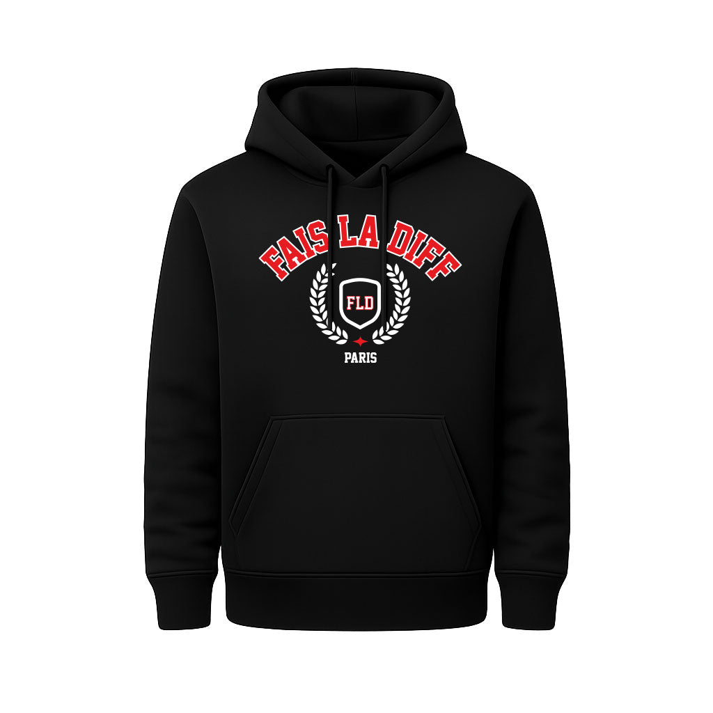 Sweat Capuche noir UNIVERSITY - FAIS LA DIFF