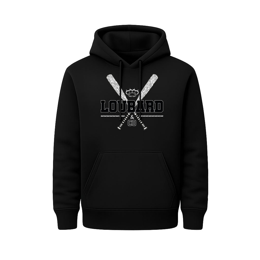 Sweat Capuche noir BASEBALL - LOUBARD & CO