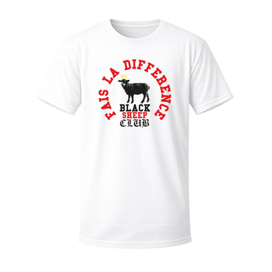 T-shirt blanc BLACK SHIP - FAIS LA DIFF